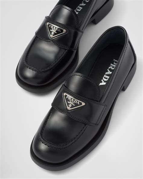 prada brushed leather loafer|unlined brushed leather loafers prada.